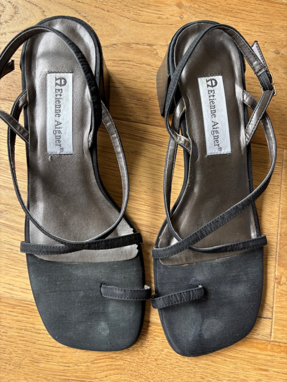 Y2k vintage Etienne Aigner block sanal heels womens 8.5 - Picture 2 of 4